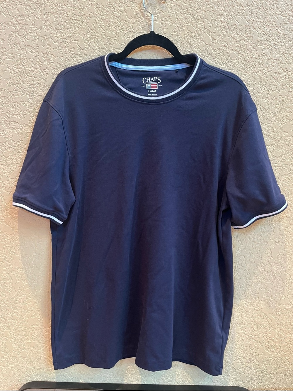 Chaps Men’s Navy Tee with White Contrast Trim